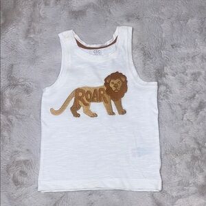 C.C White and Brown Lion Graphic Tank Top